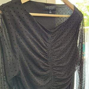 LAUNDRY L women’s black, dotted long sleeve sheer with tank liner